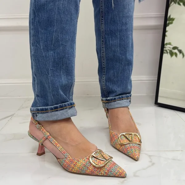 Primi Tacchi Greta- Décolleté Donna Cinturino Tacco Spillo Basso Elegante Multicolo Sale