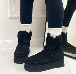 Primi Tacchi Harper - Stivaletto Eskimo Boots Gomma Alta Nero Discount