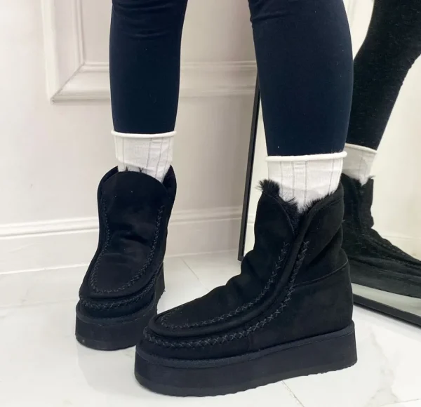 Primi Tacchi Harper - Stivaletto Eskimo Boots Gomma Alta Nero Discount