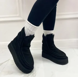 Primi Tacchi Harper - Stivaletto Eskimo Boots Gomma Alta Nero Discount