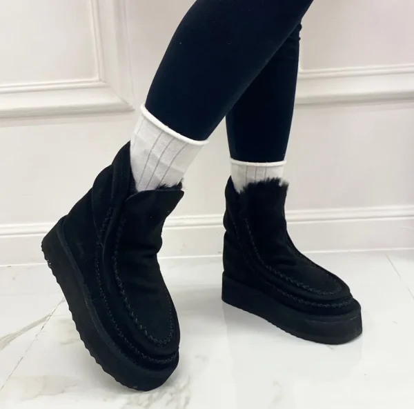 Primi Tacchi Harper - Stivaletto Eskimo Boots Gomma Alta Nero Discount