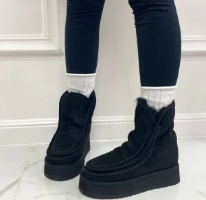Primi Tacchi Harper - Stivaletto Eskimo Boots Gomma Alta Nero Discount