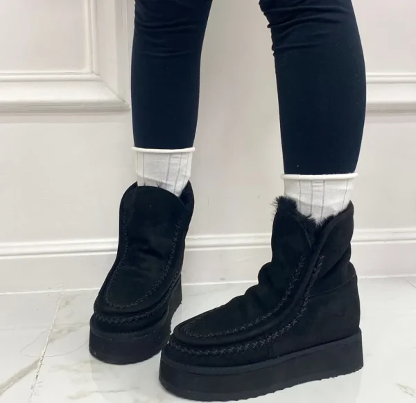 Primi Tacchi Harper - Stivaletto Eskimo Boots Gomma Alta Nero Discount