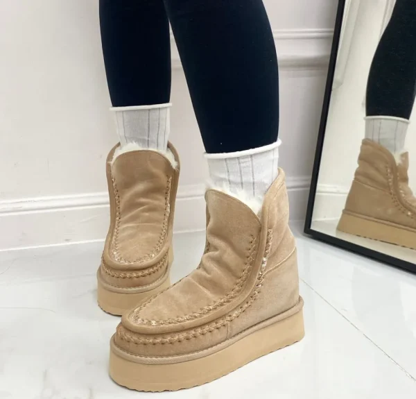 Primi Tacchi Harper - Stivaletto Eskimo Boots Gomma Alta Beige Clearance