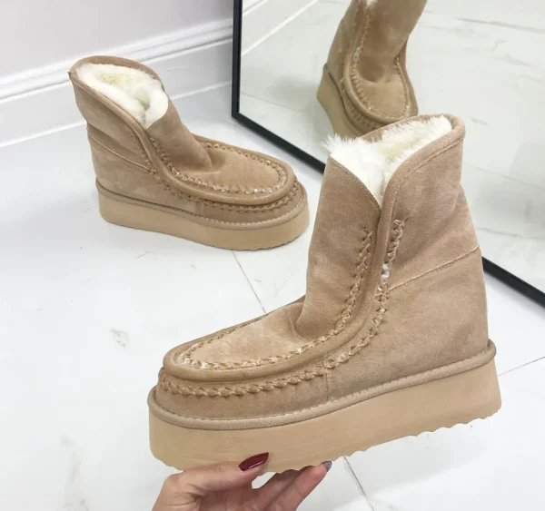 Primi Tacchi Harper - Stivaletto Eskimo Boots Gomma Alta Beige Clearance