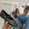 Primi Tacchi Haven - Scarpe Donna Ballerine Cinturino Borchie Casual Nero Best