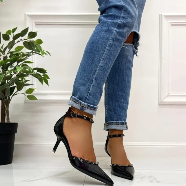 Primi Tacchi Hola - Décolleté Donna Cinturino Tacco Spillo Basso Borchie Elegante V Online