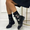 Primi Tacchi Ilaria - Stivaletti Donna Anfibio Alto Fibbie Nero Online