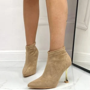 Primi Tacchi Ima - Stivaletti Donna Tacco Spillo Punta Dorato Beige Discount