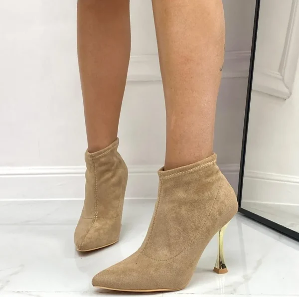 Primi Tacchi Ima - Stivaletti Donna Tacco Spillo Punta Dorato Beige Discount