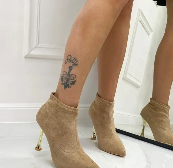 Primi Tacchi Ima - Stivaletti Donna Tacco Spillo Punta Dorato Beige Discount