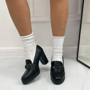 Primi Tacchi Iris - Mocassino Tacco Donna Casual Elegante Nero Best