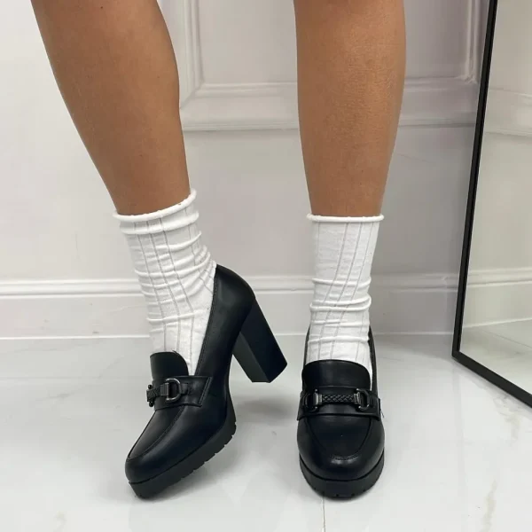 Primi Tacchi Iris - Mocassino Tacco Donna Casual Elegante Nero Best