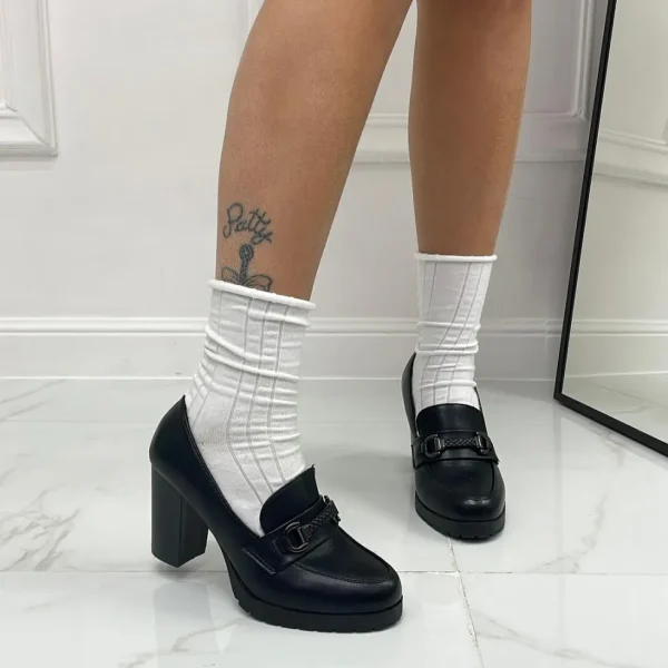 Primi Tacchi Iris - Mocassino Tacco Donna Casual Elegante Nero Best