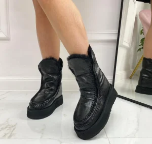 Primi Tacchi Jada - Stivaletto Eskimo Boots Gomma Alta Nero Outlet