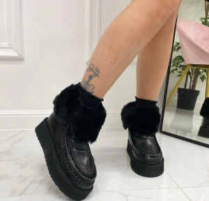 Primi Tacchi Jada - Stivaletto Eskimo Boots Gomma Alta Nero Outlet