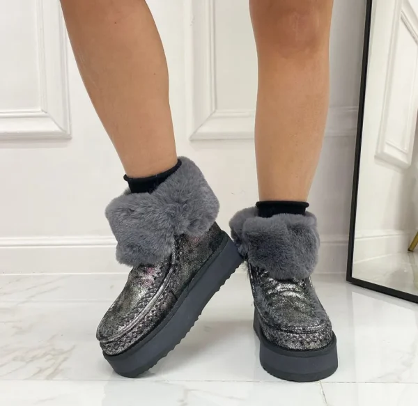 Primi Tacchi Jada - Stivaletto Eskimo Boots Gomma Alta Grigio Best