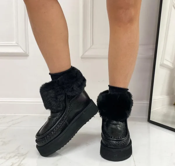 Primi Tacchi Jada - Stivaletto Eskimo Boots Gomma Alta Nero Outlet
