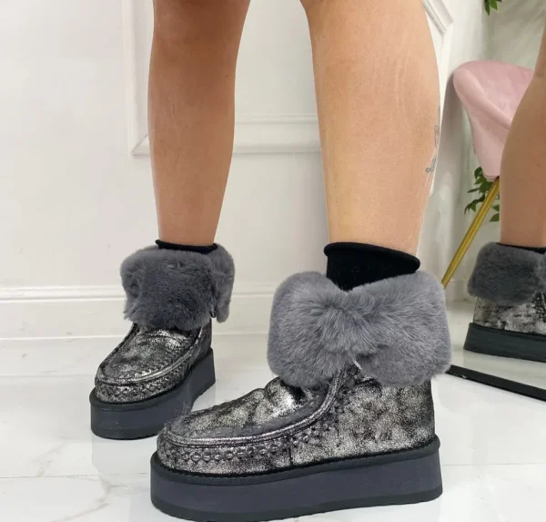 Primi Tacchi Jada - Stivaletto Eskimo Boots Gomma Alta Grigio Best