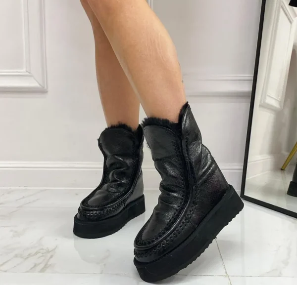 Primi Tacchi Jada - Stivaletto Eskimo Boots Gomma Alta Nero Outlet