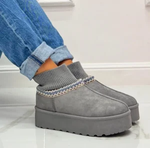 Primi Tacchi Jeanne - Stivaletto Eskimo Boots Gomma Alta Grigio Discount