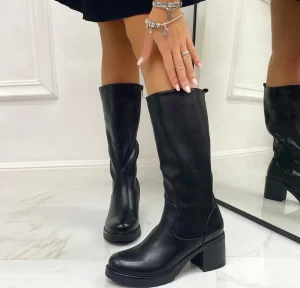 Primi Tacchi Jessie - Stivale Donna Alto Punta Tonda Donna Nero Online