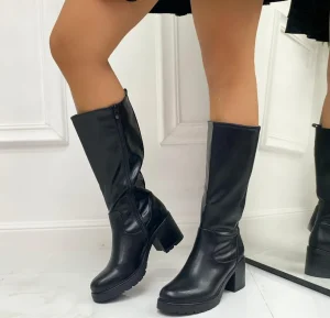 Primi Tacchi Jessie - Stivale Donna Alto Punta Tonda Donna Nero Online
