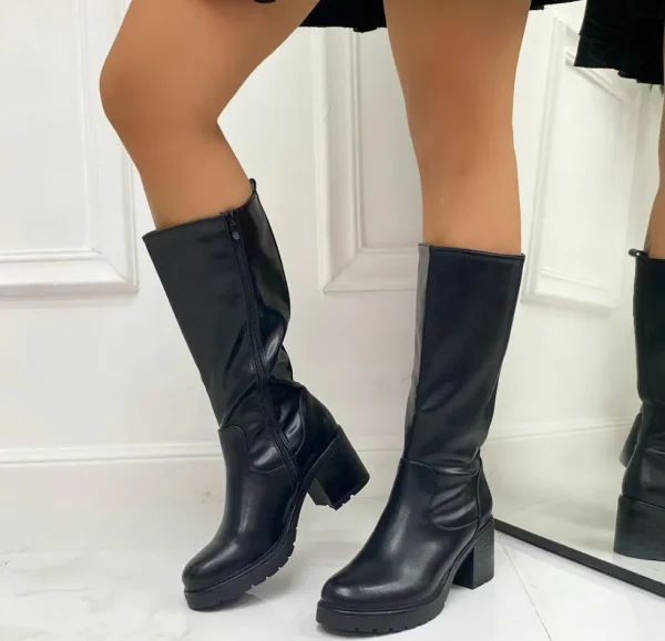 Primi Tacchi Jessie - Stivale Donna Alto Punta Tonda Donna Nero Online
