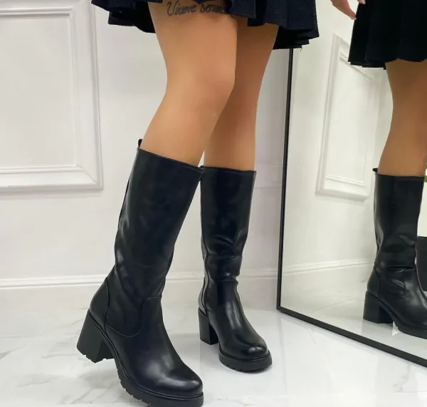 Primi Tacchi Jessie - Stivale Donna Alto Punta Tonda Donna Nero Online