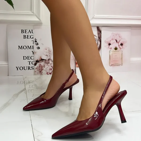 Primi Tacchi Kamelia - Décolleté Donna Tacco Spillo Punta Vernice Bordeaux Hot