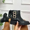 Primi Tacchi Kami - Stivaletto Anfibio Donna Scarpa Basso Casual Fibbia Nero Fashion