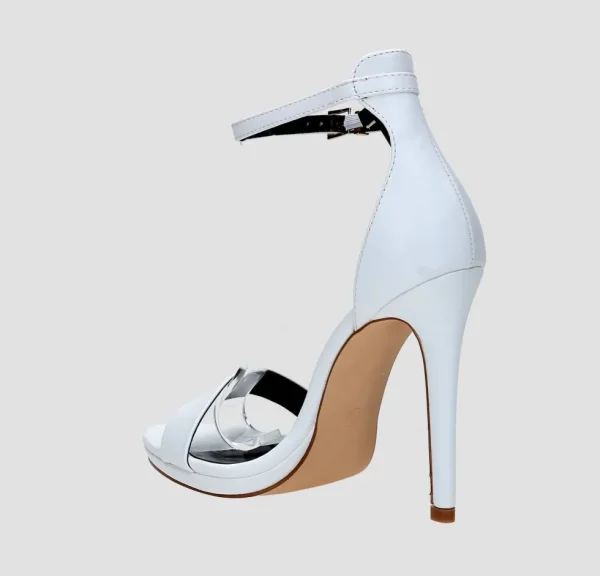 Primi Tacchi Karem - Sandali Donna Tacco Spillo Con Cinturino Alla Caviglia Bianco Online