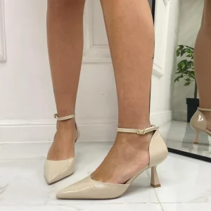 Primi Tacchi Karissa - Décolleté Donna Tacco A Spillo Punta Vernice Elegante Beige Sale
