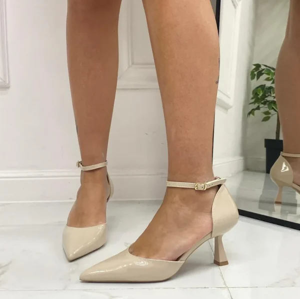 Primi Tacchi Karissa - Décolleté Donna Tacco A Spillo Punta Vernice Elegante Beige Sale
