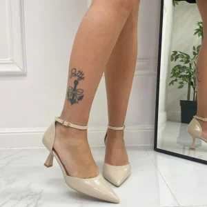 Primi Tacchi Karissa - Décolleté Donna Tacco A Spillo Punta Vernice Elegante Beige Sale
