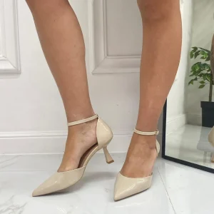 Primi Tacchi Karissa - Décolleté Donna Tacco A Spillo Punta Vernice Elegante Beige Sale