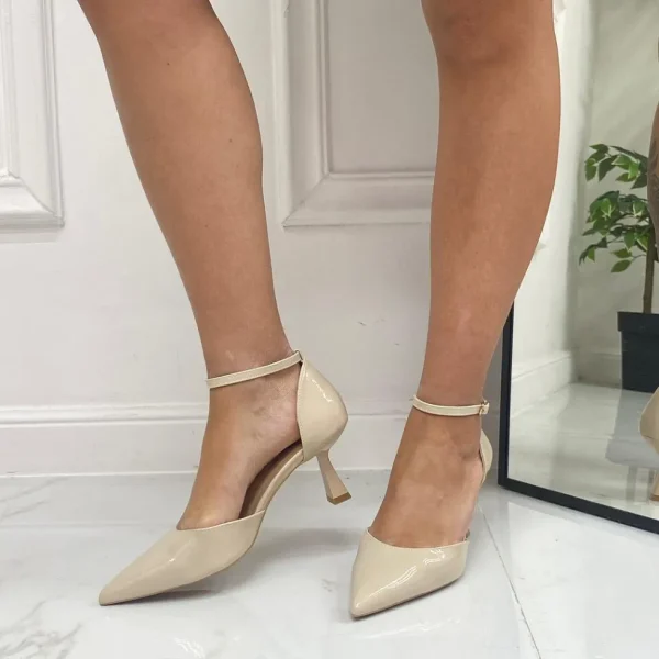 Primi Tacchi Karissa - Décolleté Donna Tacco A Spillo Punta Vernice Elegante Beige Sale