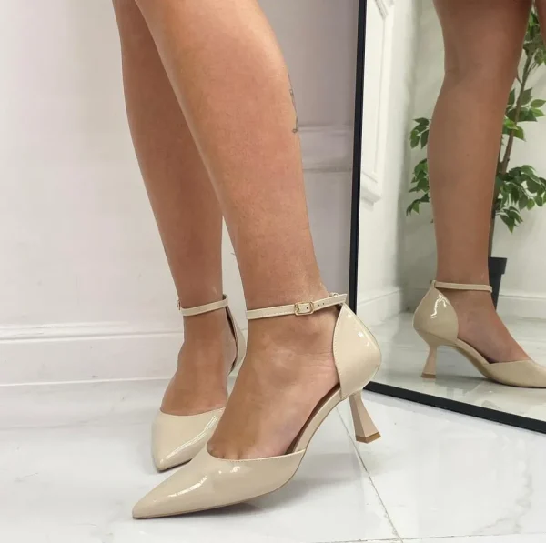 Primi Tacchi Karissa - Décolleté Donna Tacco A Spillo Punta Vernice Elegante Beige Sale