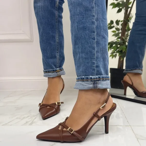 Primi Tacchi Karol - Décolleté Donna Tacco A Spillo Punta Elegante Marrone New