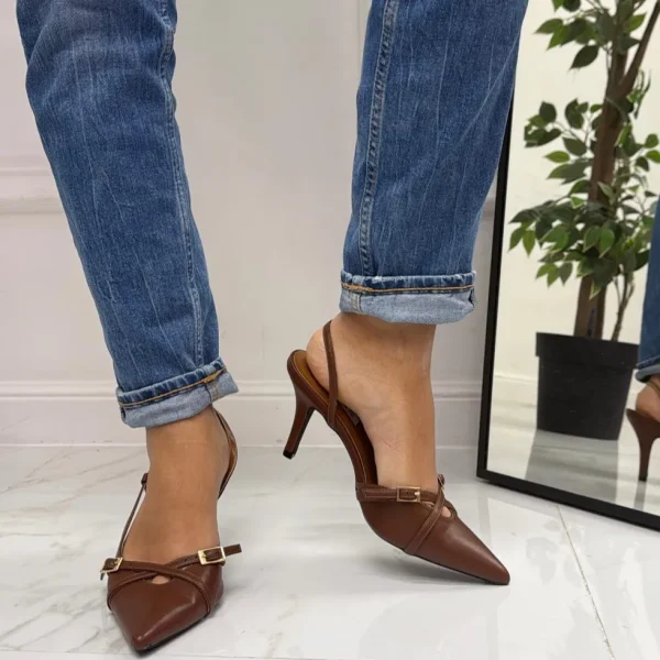 Primi Tacchi Karol - Décolleté Donna Tacco A Spillo Punta Elegante Marrone New