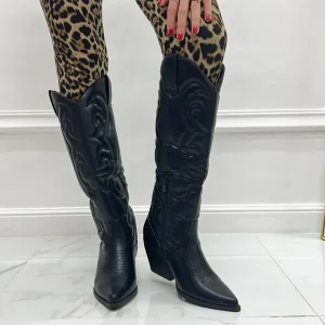 Primi Tacchi Kassy - Stivale Donna Texano Alto Tacco Punta Casual Nero Best