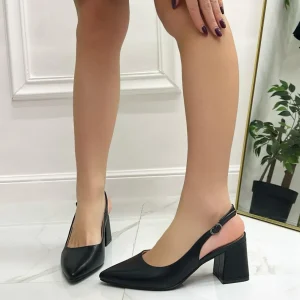 Primi Tacchi Katia - Decolleté Donna Punta Scarpa Tacco Quadrato Nero Clearance