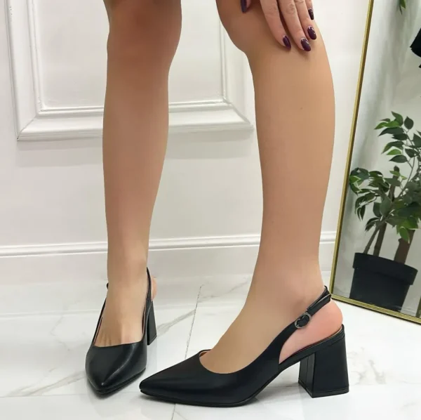 Primi Tacchi Katia - Decolleté Donna Punta Scarpa Tacco Quadrato Nero Clearance