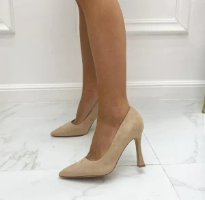 Primi Tacchi Kesha - Decolleté Donna Scarpe Tacco Punta Casual Elegante Beige Hot