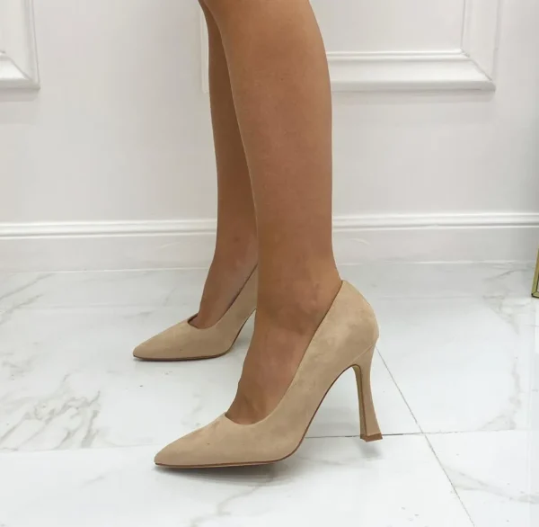 Primi Tacchi Kesha - Decolleté Donna Scarpe Tacco Punta Casual Elegante Beige Hot