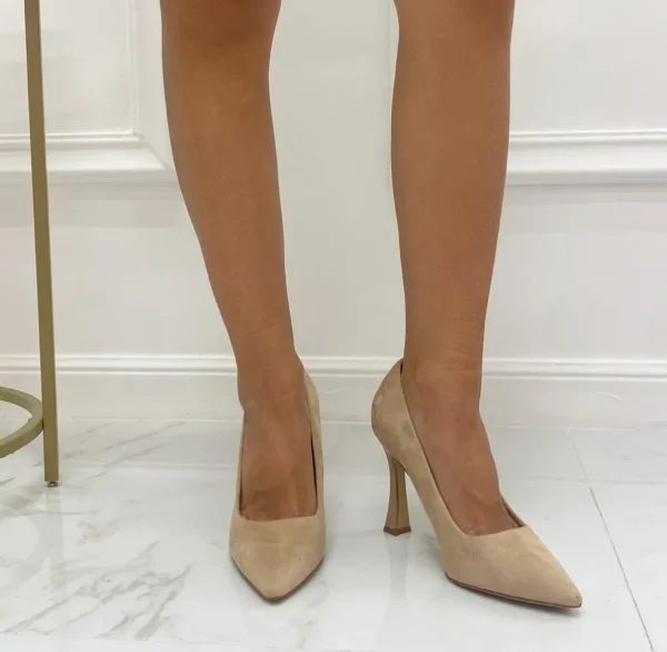 Primi Tacchi Kesha - Decolleté Donna Scarpe Tacco Punta Casual Elegante Beige Hot