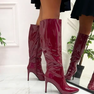 Primi Tacchi Killy - Stivale Donna Lucido Alto Punta Cerniera Tacco Spillo Elegante New