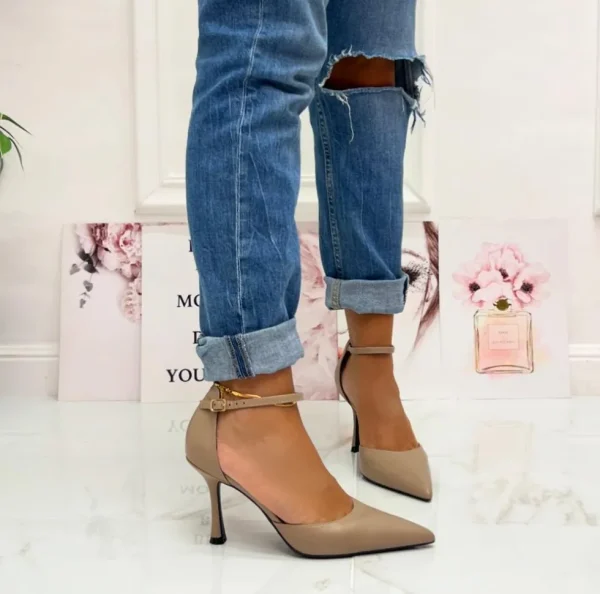 Primi Tacchi Kinley - Décolleté Donna Cinturino Tacco Spillo Elegante Beige New