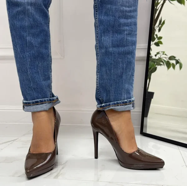 Primi Tacchi Kyliee - Décolleté Donna Punta Tacco Spillo Marrone Discount