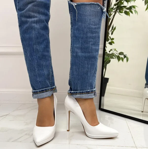 Primi Tacchi Kyliee - Décolleté Donna Punta Tacco Spillo Bianco Hot